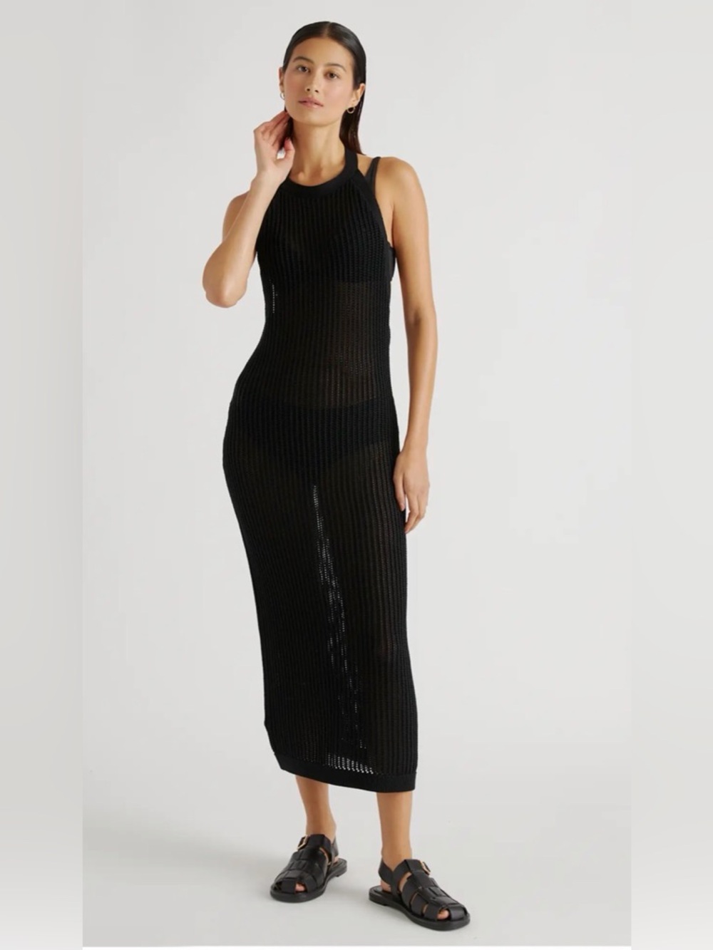 Quince Black Knit organic Swim Coverup